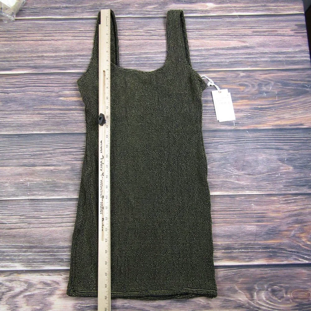 Good American NEW Small/Medium Sz 1/2 Black Metallic Fits Sculpt Dress Bodycon - Picture 8 of 11